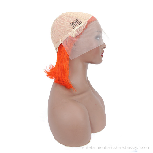 Wholesale virgin brazilian hair swiss T patr lace front wigs lace front Bob wig for Black Women Orange T part lace Bob wigs